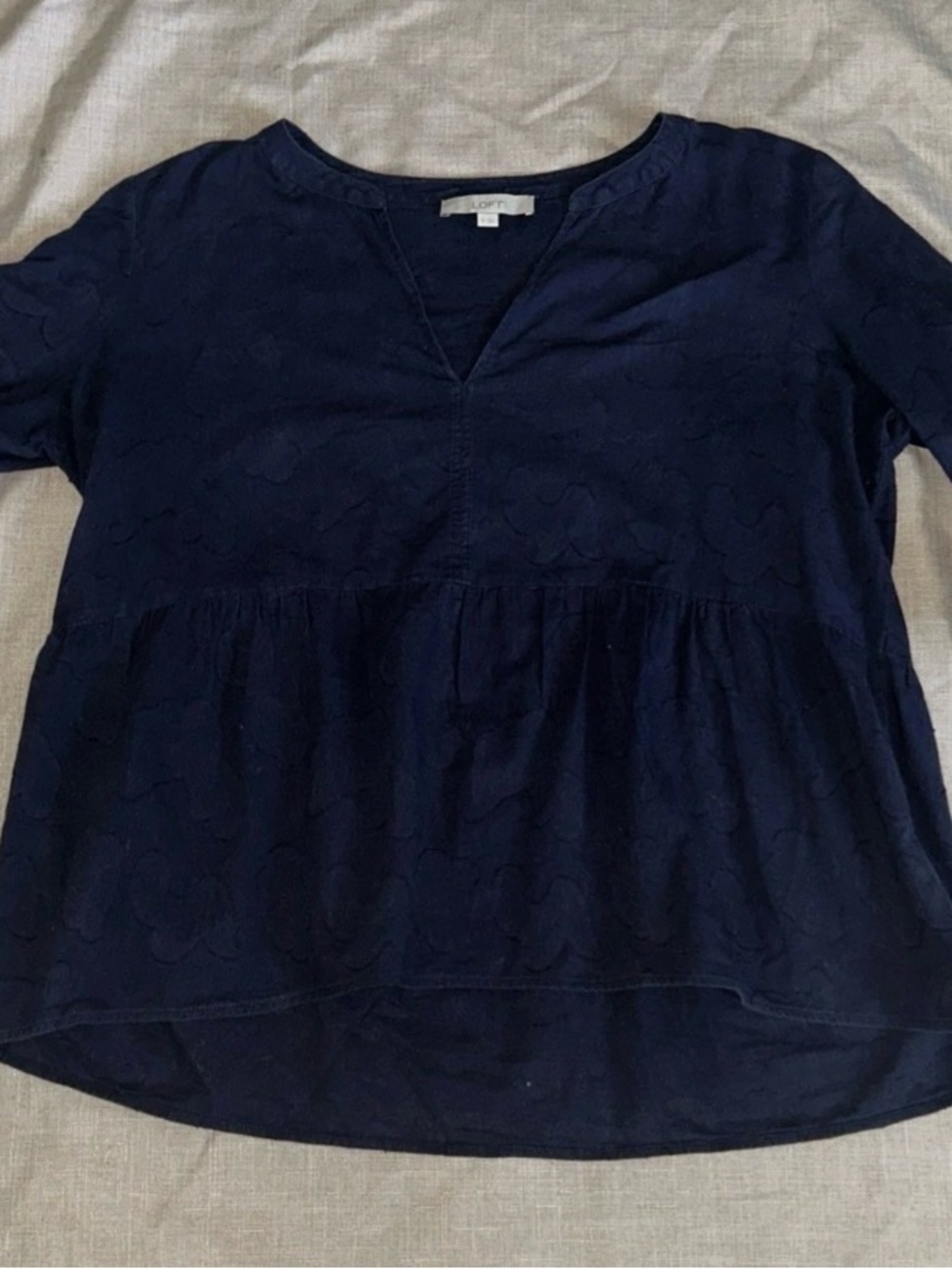 LOFT Navy Blue Tiered Peplum Blouse Size XL